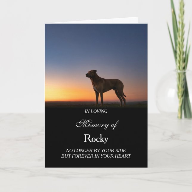 Carte de condoléances pour chien avec nom personna (Devant)