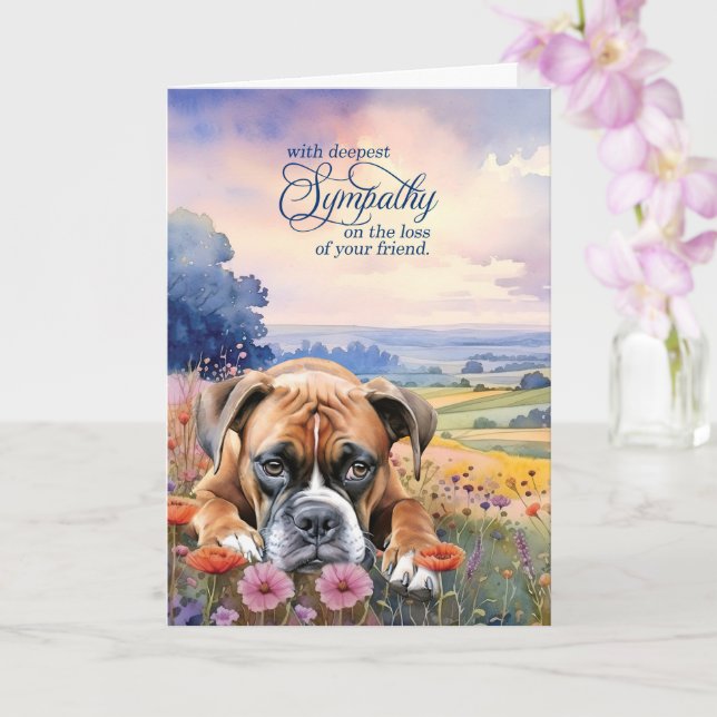 Carte de condoléances pour chien Boxer avec fleurs (Orchidée)