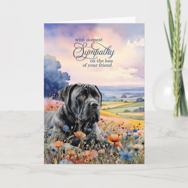 Carte de condoléances pour chien Cane Corso et fle (Devant)