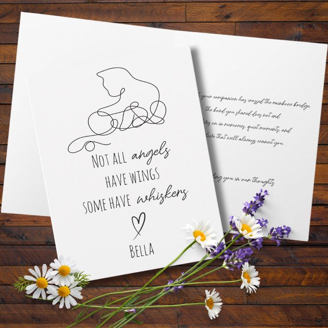Carte de condoléances pour deuil de chat avec nom  (Cat funeral)