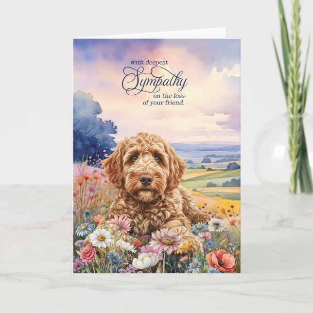 Carte de condoléances pour Goldendoodle dans un ch (Devant)