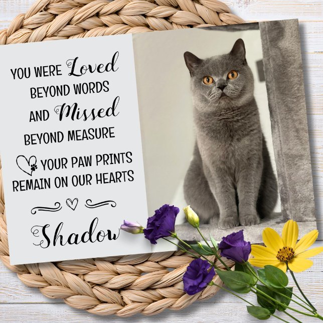 Carte de condoléances pour perte de chat personnal (Cat Condolences Card )
