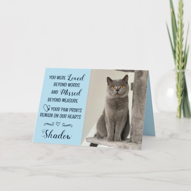 Carte de condoléances pour perte de chat personnal (Devant)