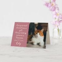 Carte de condoléances pour perte de chat Photo nom