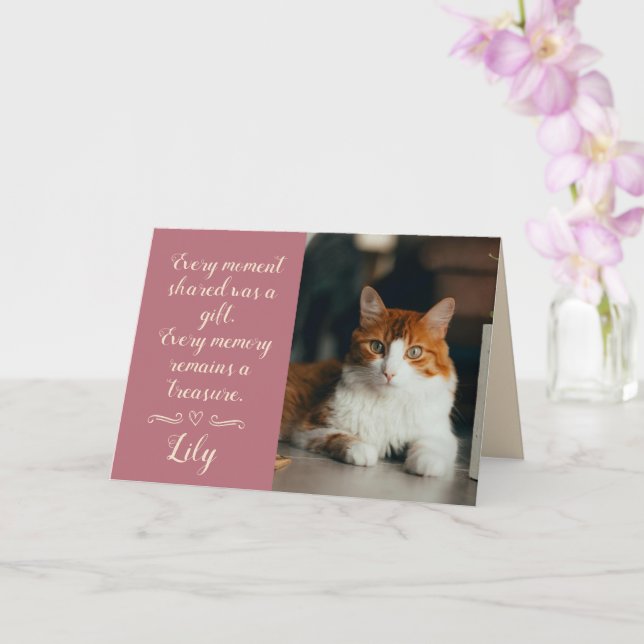 Carte de condoléances pour perte de chat Photo nom (Orchidée)