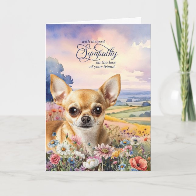 Carte de condoléances pour un Chihuahua fauve Cham (Devant)