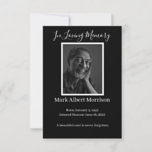 Carte de condoléances simple avec photo pour funér
