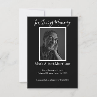 Carte de condoléances simple avec photo pour funér