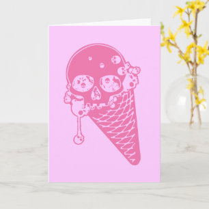 Carte de cône à crème glacée rose
