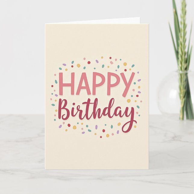 Carte de Confettis d'Anniversaire Douce (Devant)