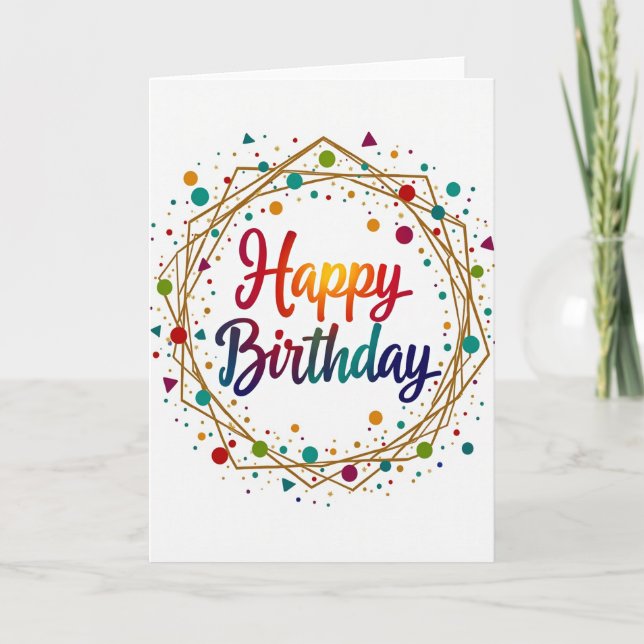 Carte de confettis pour anniversaire doré (Devant)
