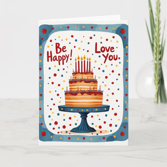 Carte de Confettis pour Gâteau d'Anniversaire (Devant)