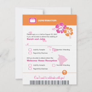 Carte de confirmation de réponse pour un mariage à