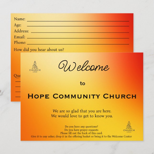 Carte de connexion de l'église Golden Sunset (Devant / Derrière)
