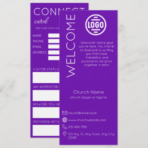 Carte de connexion d'église violette minimaliste