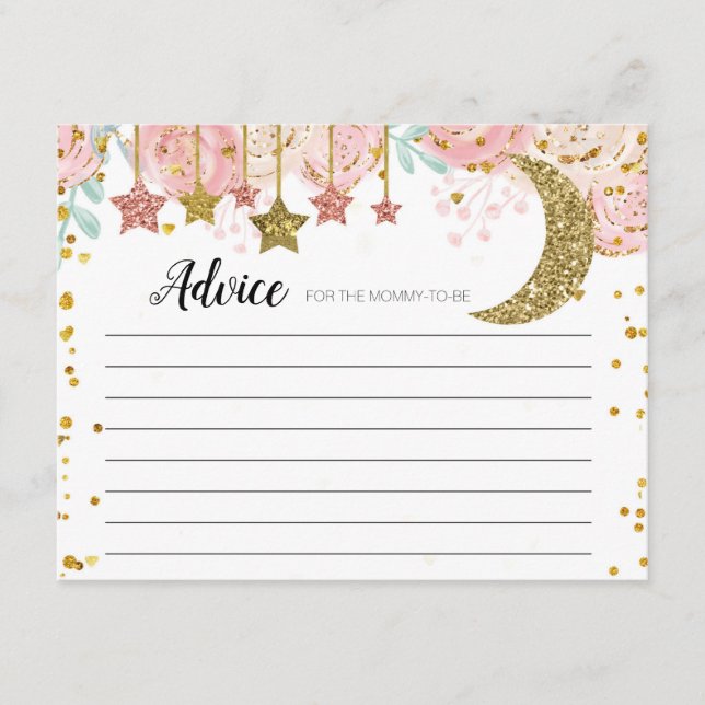 Carte de conseil à scintillement or. (Devant)