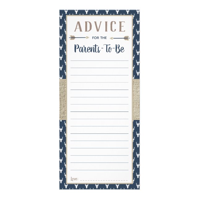 Carte de conseil aux cerfs de bois, Baby shower, B (Devant)