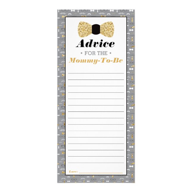 Carte de conseil baby shower, Cravate Bow (Devant)