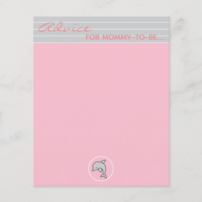 Carte de conseil baby shower "Dauphin rose/gris" (Devant)