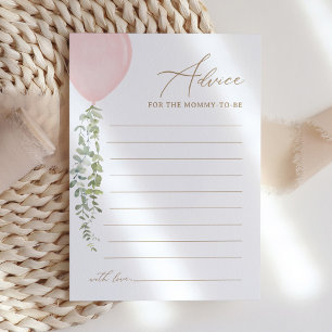 Carte de conseil Baby shower de ballon rose