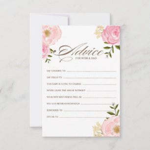 Carte de conseil Baby shower de fleurs d'aquarelle