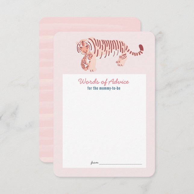 Carte de conseil Baby shower de tigre rose (Devant / Derrière)