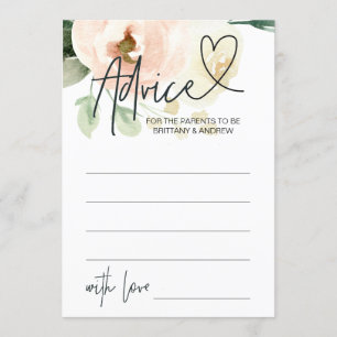 Carte de conseil Baby shower Fille Rose Blush