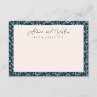 Carte de conseil Baby shower floral bleu marine