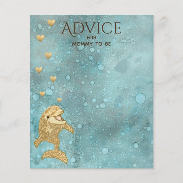 Carte de conseil baby shower "Gold Baby Dolphin" (Devant)