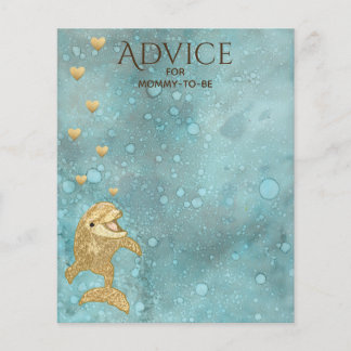 Carte de conseil baby shower "Gold Baby Dolphin"