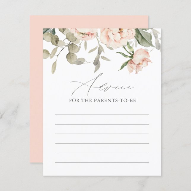 Carte de conseil Baby shower papillon rose (Devant / Derrière)