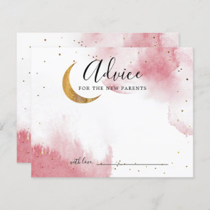 Carte de conseil Baby shower Pink Gold Moon Stars