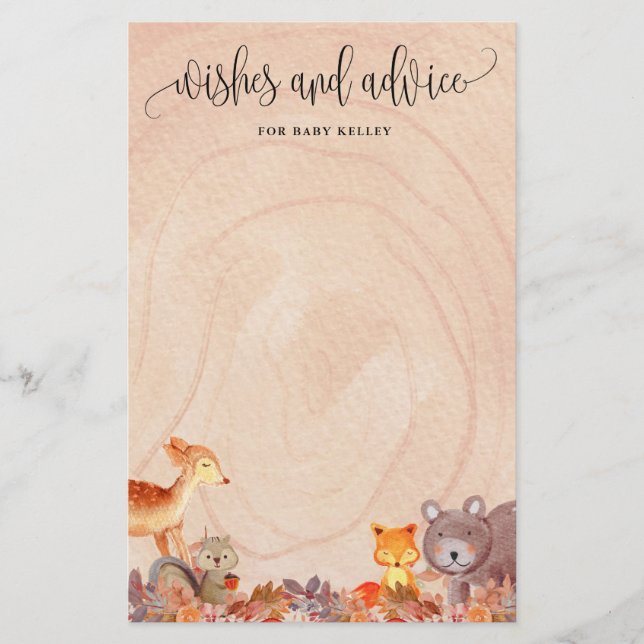 Carte de conseil Baby shower pour animaux de bois  (Devant)