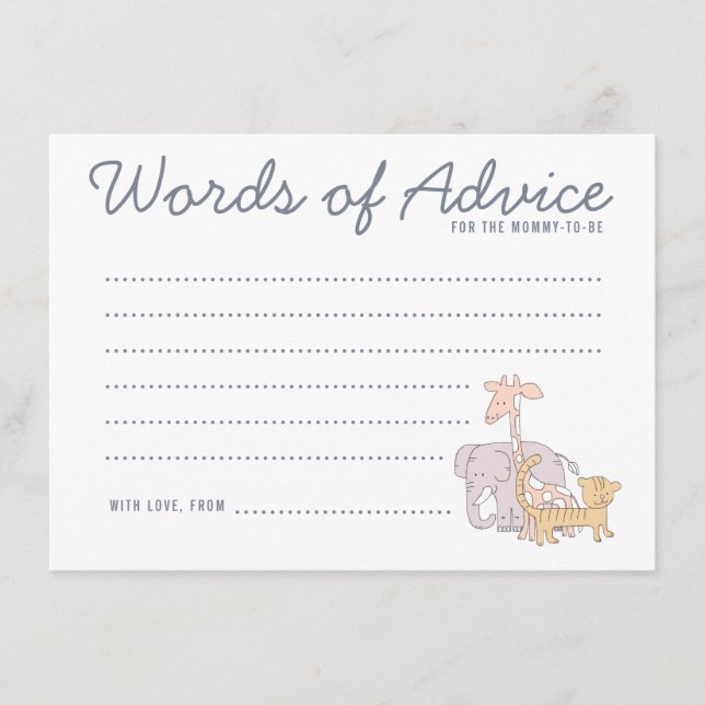 Carte de conseil Baby shower pour animaux de la Ju (Devant)