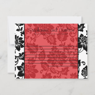 Carte de conseil Black/Red Floral Mariage damassé