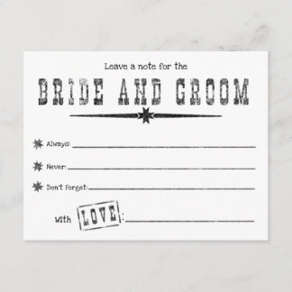 Carte de conseil Bride et Groom série Recherchée