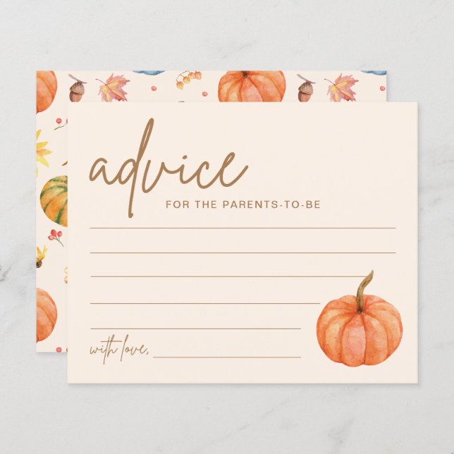Carte de conseil Citrouille Boho Fall Baby shower (Devant / Derrière)