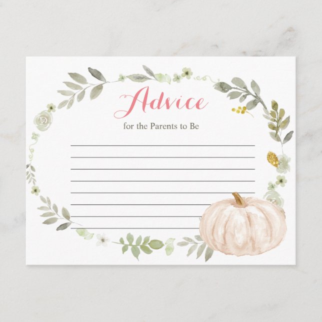 Carte de conseil Citrouille Floral Fall Greenery (Devant)