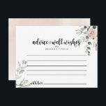 Carte de conseil classique Rose rose rose rose flo<br><div class="desc">Cette carte de conseil classique aux fleurs de rose rose rose rose est parfaite pour un mariage rustique. Le design est composé d'élégantes aquarelles rose roux et de feuillage vert, soigneusement assemblés en de beaux bouquets. Ces cartes sont parfaites pour un mariage, une douche nuptiale, un baby shower, une fête...</div>