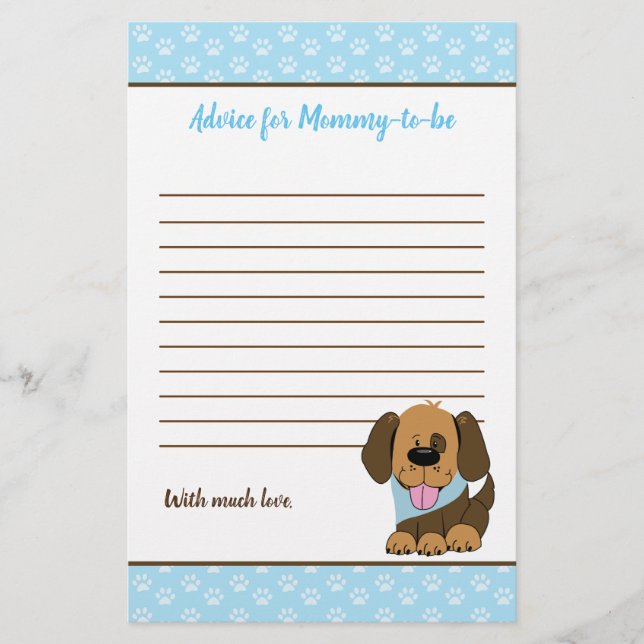 Carte de conseil de Baby shower de Chien Chien Bro (Devant)