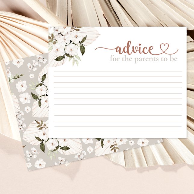 Carte de conseil de Baby shower Neutral Boho (Baby Shower Advice Card)