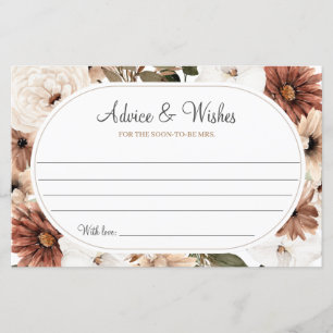 Carte de conseil de Fête des mariées Boho Fall