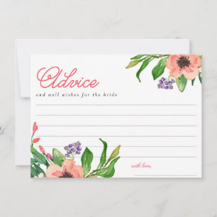 Carte de conseil de Fête des mariées florale d'aqu