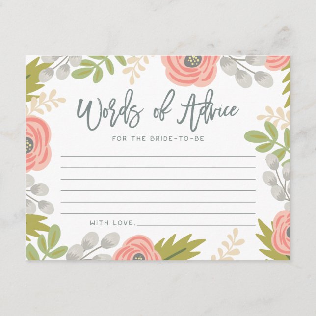 Carte de conseil de Fête des mariées Whimsical Flo (Devant)