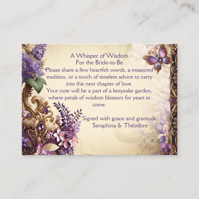 Carte de conseil de jardin Wisteria | Mariée viole (Devant)