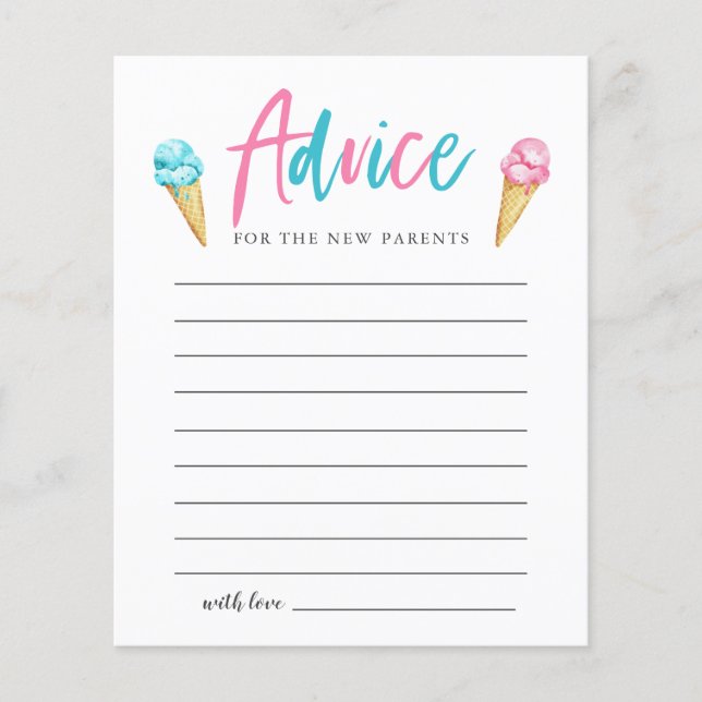 Carte de conseil de la partie de la crème glacée (Devant)