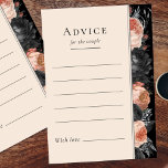 Carte de conseil de Mariage noir Vintage gothique<br><div class="desc">Cette carte de conseil gothique vintage en mariage noir est une toile sombre de romance et d'élégance intemporelle. Ce design présente des motifs traditionnels entrelacés d'une esthétique maussade qui rappelle l'automne. Délicate aquarelle rose poussiéreuse et arrangements floraux sombres et blondis dansent à travers la toile noire, évoquant la beauté éthérée...</div>