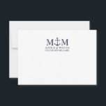 Carte de conseil des Mariages d'Ancre bleu marine<br><div class="desc">Ajoutez une touche élégante à votre mariage nautique grâce à cette carte de conseil et de souhaits de mariage bleu marine classique. Conçu avec une illustration d'ancrage bleu marine, il présente un monogramme personnalisé de mariée et de mariée, texte personnalisé dans une police serif bleu marine sur un arrière -...</div>