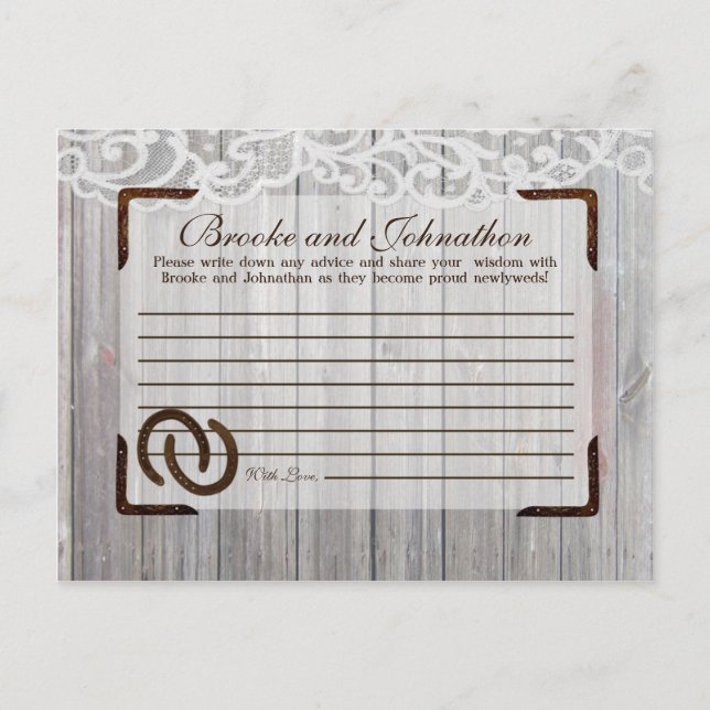 Carte de conseil écrit Chaussures de cheval sur de (Devant)