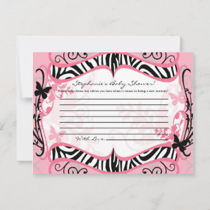 Carte de conseil écrit Girly Butterfly Zebra Impri